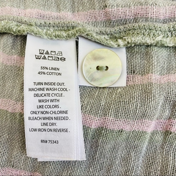 Tahari Linen Blend Striped Lined Open Front Jacket Size L - Picture 5 of 6